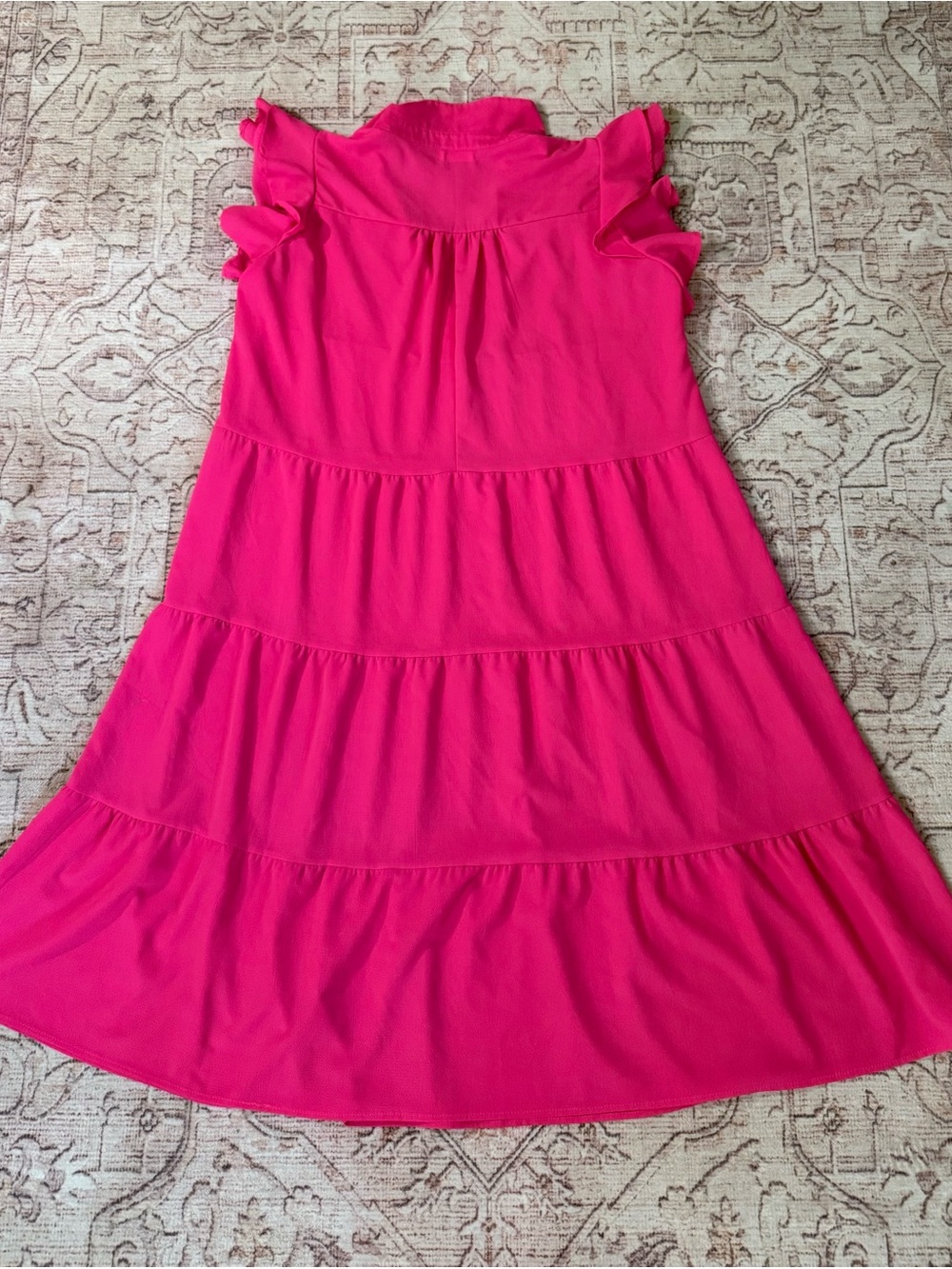 Chic Soul Hot Pink Tiered Ruffle Sleeve Dress | Size 1X - Picture 5 of 5